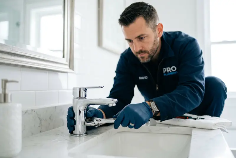Servicetechniker bei der Reparatur einer Armatur